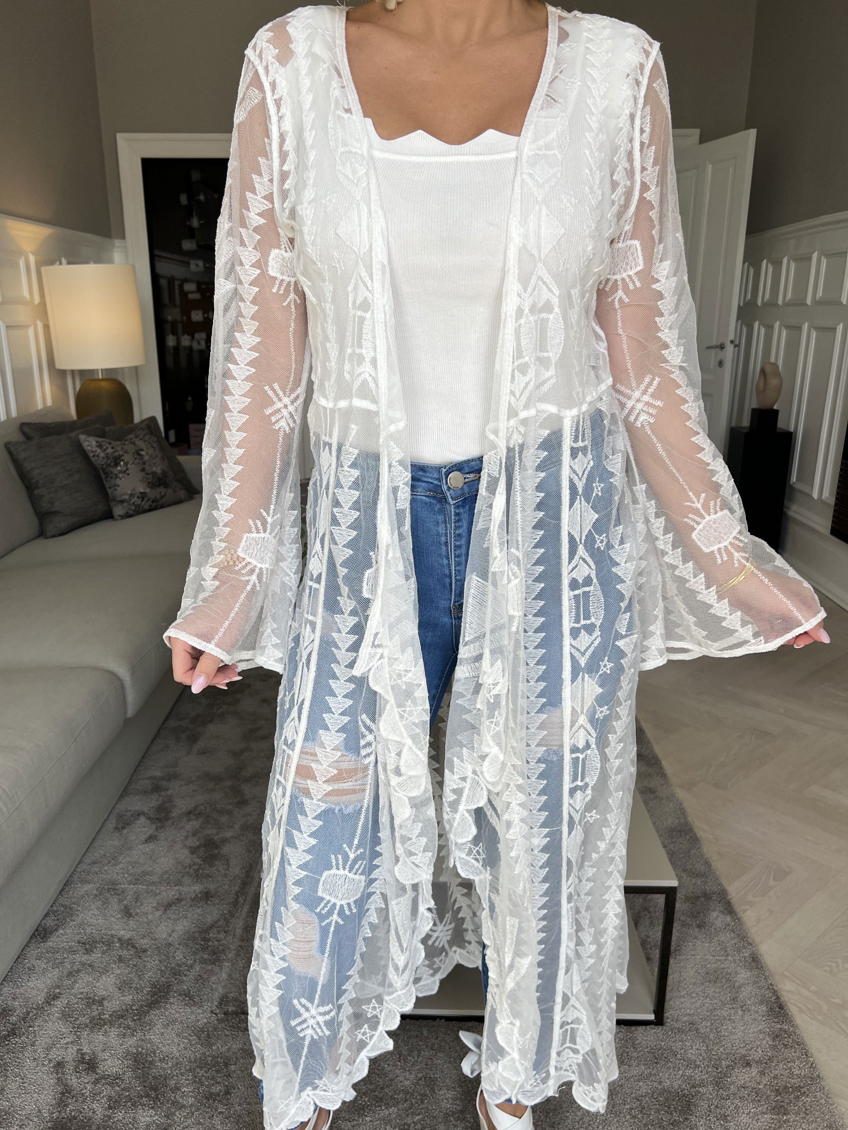 Ida - Lång transparent spetskimono